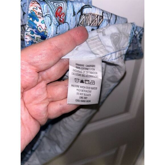 Robert Graham Men's 3XL Blue Graphic Print Short Sleeve Button-Up Shirt - Picture 6 of 7